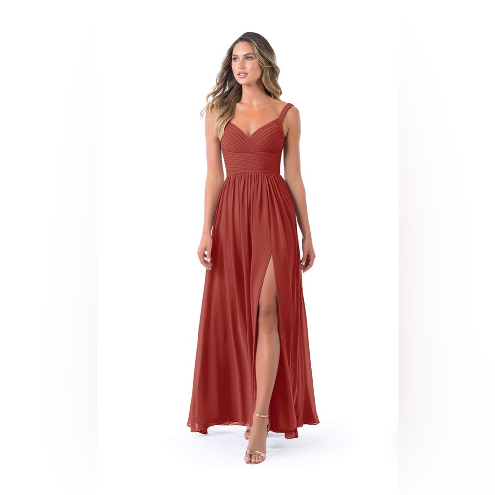 Azazie Chanel Bridesmaids Dress. Color: Terracotta. Size: A4. Has been hemmed.